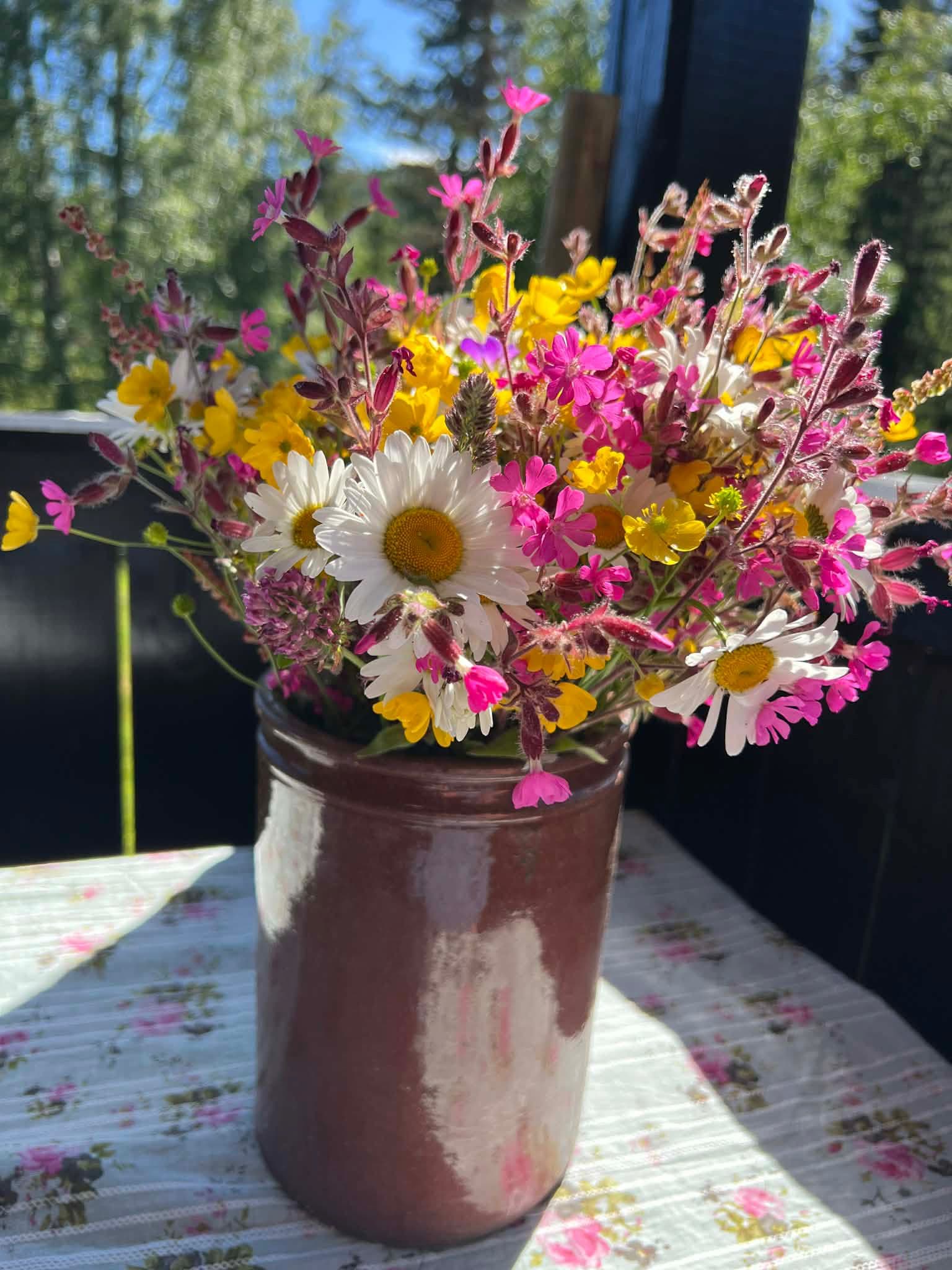 Selvplukket blomsterbukett
